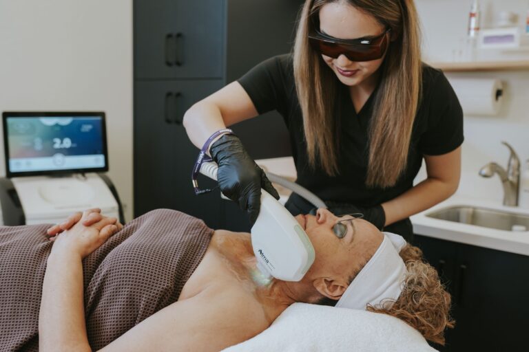 Provider performing IPL photofacial with Alma DyeVL Harmony XL Pro laser in Bozeman, Montana